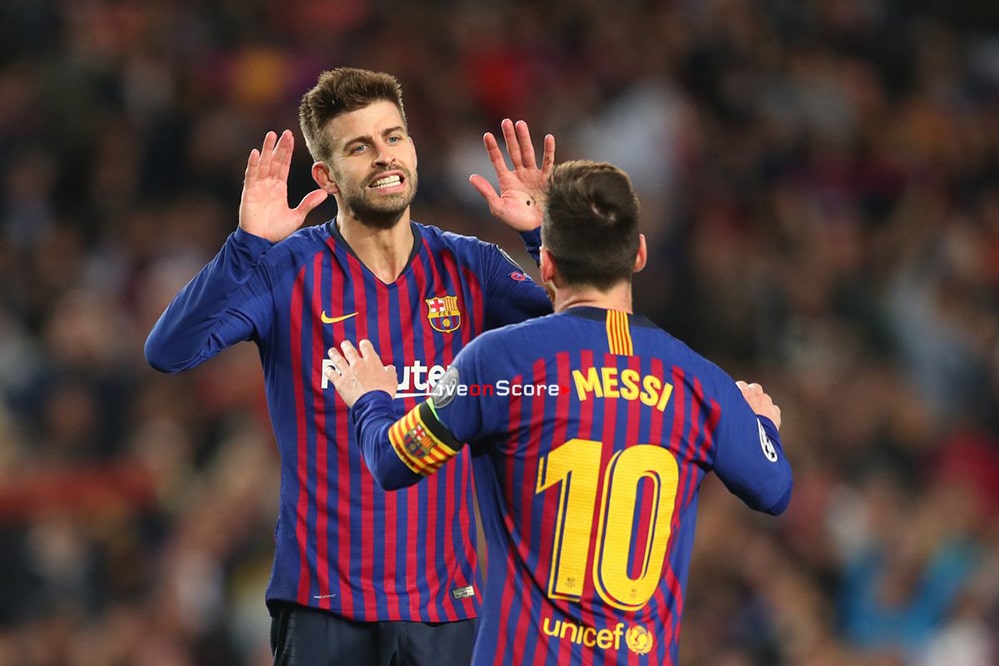 バルセロナチームのピケとメッシがチャンピオンズリーグでインテルと対戦